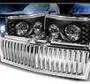 Sonar® 1 pc LED Crystal Headlights (Black) - 99-02 Chevy Silverado (Chrome Vertical Grill Included)