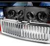 Sonar® 1 pc LED Crystal Headlights (Smoke) - 00-06 Chevy Tahoe (Chrome Vertical Grill Included)