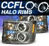 KS® LED CCFL Halo Projector Headlights (Black) - 07-12 GMC Sierra (Incl. Denali & Hybrid)