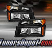 TD® Crystal Headlights + Bumper Lights Set (Black) - 07-08 Isuzu i-290 i290