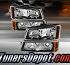 TD® Crystal Headlights + Bumper Lights Set (Black) - 03-07 Chevy Silverado 1500HD