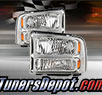 TD® 1pc Harley Style Crystal Headlights (Chrome) - 99-04 Ford F-350 F350 Super Duty
