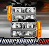 TD® Crystal Headlights + Amber Corner + Bumper Lights Set (Chrome) - 94-98 GMC Sierra