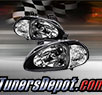 TD® 1pc Crystal Headlights (Black) - 93-97 Honda Del Sol