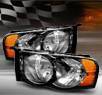 TD® Crystal Headlights (Black) - 02-05 Dodge Ram Pickup 1500 (w/ Amber Reflector)