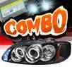 HID Xenon + SPEC-D® Halo LED Projector Headlights (Black) - 00-03 Nissan Sentra