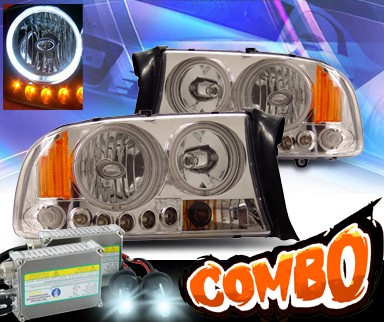HID Xenon + KS® 1 pc Crystal CCFL Halo Headlights  - 97-04 Dodge Dakota
