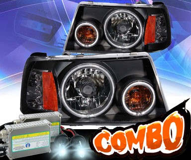 HID Xenon + KS® 1 pc Crystal CCFL Halo Headlights (Black) - 01-11 Ford Ranger