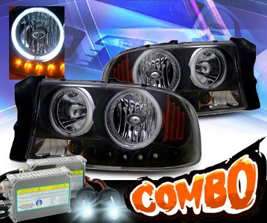 HID Xenon + KS® 1 pc Crystal CCFL Halo Headlights (Black) - 97-04 Dodge Dakota