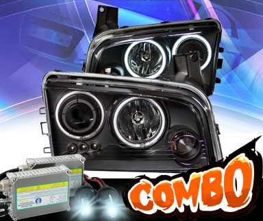 HID Xenon + KS® CCFL Halo LED Projector Headlights (Black) - 06-10 Dodge Charger
