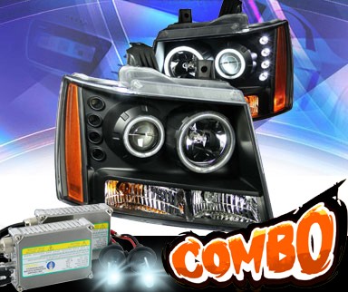 HID Xenon + KS® CCFL Halo LED Projector Headlights (Black) - 07-14 Chevy Suburban