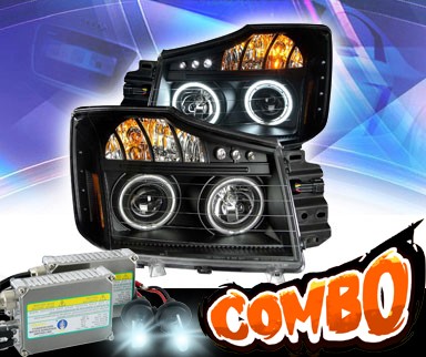HID Xenon + KS® CCFL Halo LED Projector Headlights (Black) - 08-13 Nissan Titan
