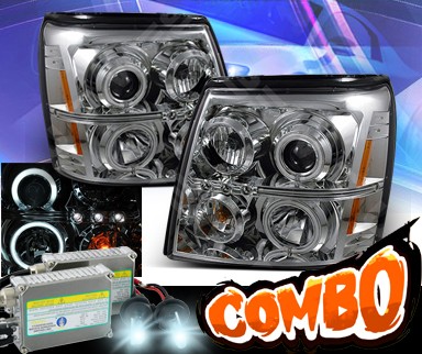 HID Xenon + KS® CCFL Halo LED Projector Headlights (Chrome) - 02-06 Cadillac Escalade (w/o Stock HID)