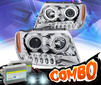 HID Xenon + KS® CCFL Halo LED Projector Headlights (Chrome) - 99-04 Jeep Grand Cherokee
