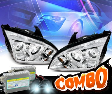 HID Xenon + KS® CCFL Halo Projector Headlights - 05-07 Ford Focus ZX4 4dr.