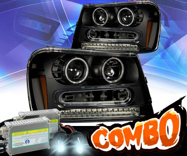 HID Xenon + KS® CCFL Halo Projector Headlights (Black) - 02-05 Chevy TrailBlazer