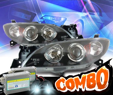 HID Xenon + KS® CCFL Halo Projector Headlights (Black) - 04-07 Mazda 3 Sedan