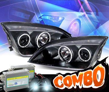 HID Xenon + KS® CCFL Halo Projector Headlights (Black) - 05-07 Ford Focus ZX4 4dr.