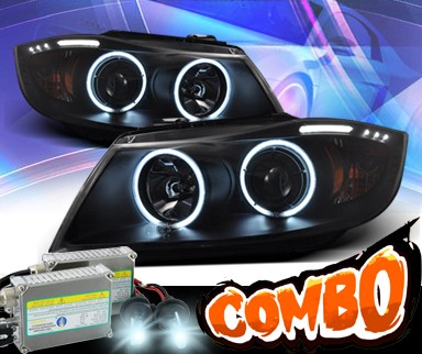 HID Xenon + KS® CCFL Halo Projector Headlights (Black) - 06-08 BMW 328i 4dr E90/E91