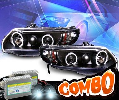 HID Xenon + KS® CCFL Halo Projector Headlights (Black) - 06-11 Honda Civic 2dr.