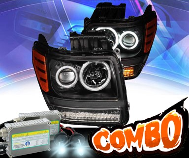 HID Xenon + KS® CCFL Halo Projector Headlights (Black) - 07-11 Dodge Nitro (w/LED Bumper Lights)