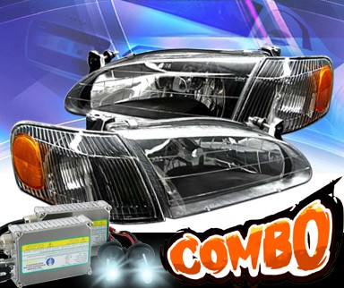 HID Xenon + KS® Crystal Headlights + Corner Set (Black) - 98-00 Toyota Corolla