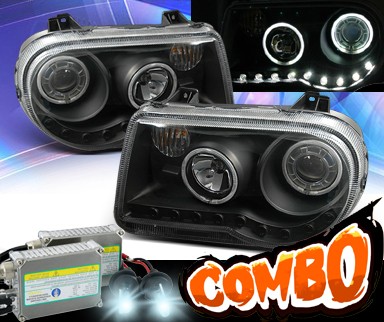 HID Xenon + KS® DRL LED CCFL Halo Projector Headlights (Black) - 05-10 Chrysler 300C (w/o Stock HID)