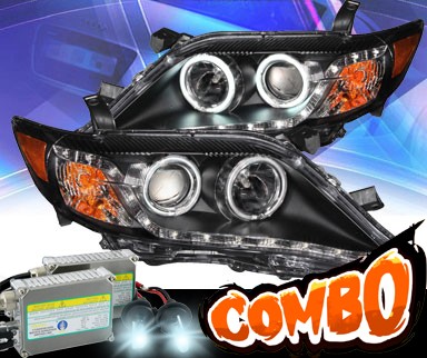 HID Xenon + KS® DRL LED CCFL Halo Projector Headlights (Black) - 10-11 Toyota Camry