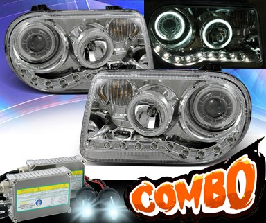 HID Xenon + KS® DRL LED CCFL Halo Projector Headlights (Chrome) - 05-10 Chrysler 300C (w/o Stock HID)