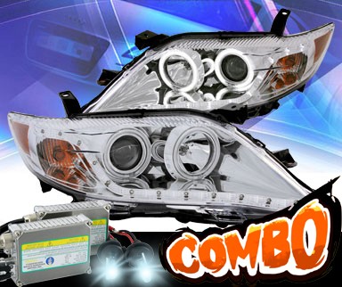 HID Xenon + KS® DRL LED CCFL Halo Projector Headlights (Chrome) - 10-11 Toyota Camry