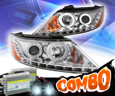 HID Xenon + KS® DRL LED CCFL Halo Projector Headlights (Chrome) - 11-13 Kia Sorento