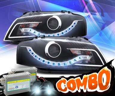 HID Xenon + KS® DRL LED Projector Headlights (Black) - 06-08 Audi A3