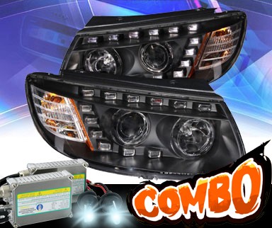 HID Xenon + KS® DRL LED Projector Headlights (Black) - 07-12 Hyundai Santa Fe