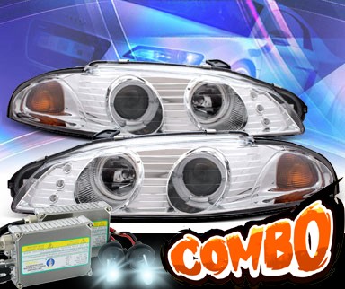 HID Xenon + KS® Halo Projector Headlights - 97-99 Mitsubishi Eclipse with Amber Reflector