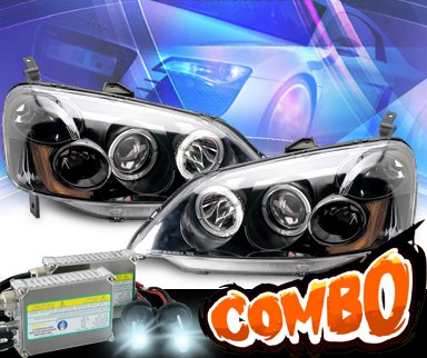 HID Xenon + KS® Halo Projector Headlights (Black) - 01-03 Honda Civic 2/4dr.