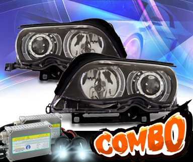 HID Xenon + KS® Halo Projector Headlights (Black) - 02-05 BMW 325i E46 4dr