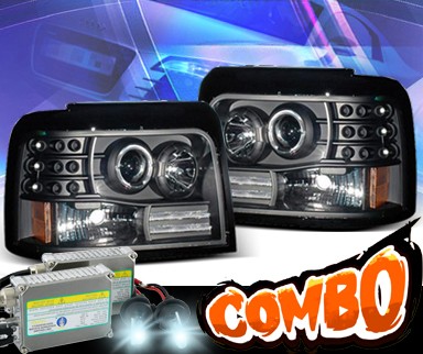 HID Xenon + KS® Halo Projector Headlights (Black) - 92-96 Ford F150 F-150