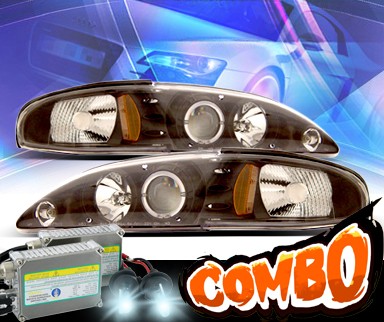 HID Xenon + KS® Halo Projector Headlights (Black) - 94-98 Ford Mustang