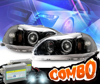 HID Xenon + KS® Halo Projector Headlights (Black) - 96-98 Honda Civic