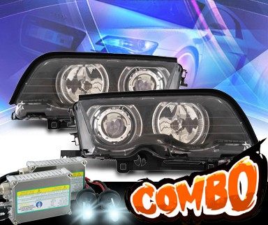 HID Xenon + KS® Halo Projector Headlights (Black) - 99-01 BMW 330xi E46 4dr.