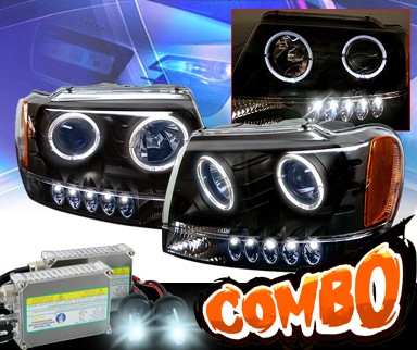 HID Xenon + KS® Halo Projector Headlights (Black) - 99-04 Jeep Grand Cherokee