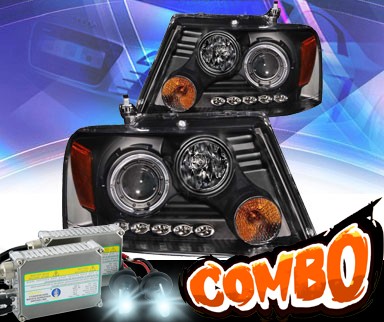 HID Xenon + KS® LED Halo Projector Headlights (Black) - 04-08 Ford F150 F-150
