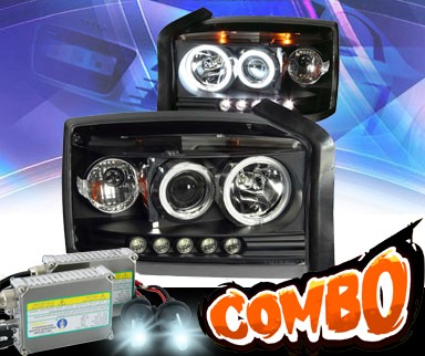HID Xenon + KS® LED Halo Projector Headlights (Black) - 05-08 Dodge Dakota