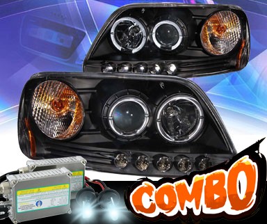 HID Xenon + KS® LED Halo Projector Headlights (Black) - 97-03 Ford F150 F-150