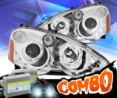 HID Xenon + KS® LED Halo Projector Headlights (Chrome) - 02-04 Acura RSX
