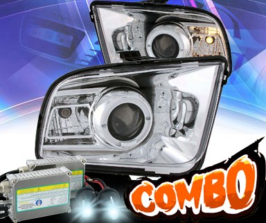 HID Xenon + KS® LED Halo Projector Headlights (Chrome) - 05-09 Ford Mustang