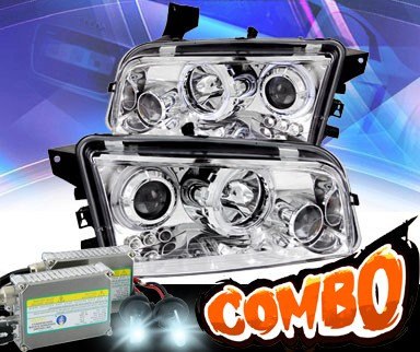 HID Xenon + KS® LED Halo Projector Headlights (Chrome) - 06-10 Dodge Charger