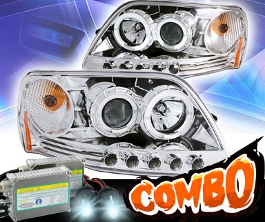 HID Xenon + KS® LED Halo Projector Headlights (Chrome) - 97-03 Ford F-150 F150