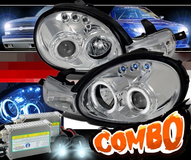 HID Xenon + SPEC-D® 1pc Halo Projector Headlights - 00-02 Dodge Neon