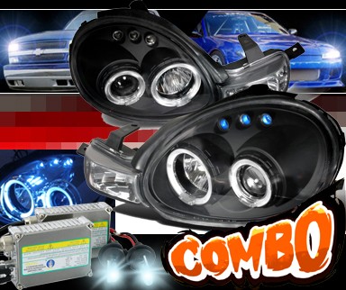 HID Xenon + SPEC-D® 1pc Halo Projector Headlights (Black) - 00-02 Dodge Neon